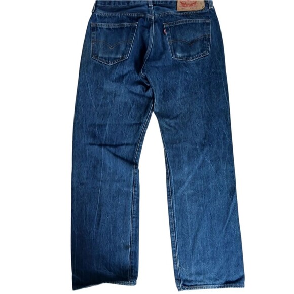 Levi's x Streetwear 501 Jeans Knee Distressed  Blue Straight Jeans 35/32 - Picture 2 of 13